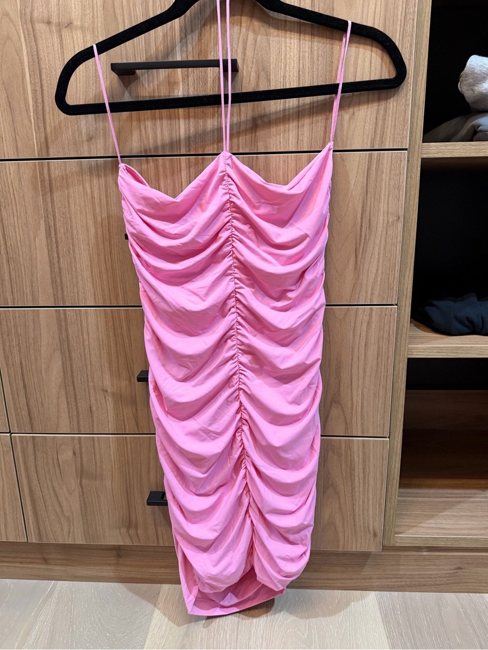 Zara Pink Ruched Halter Mini Dress - Large